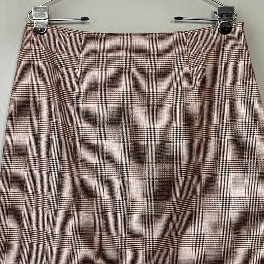Chadwicks Skirt Size 12 Brown Glen Plaid Ruffle Flare Dark Academia Twee Office - Picture 2 of 8